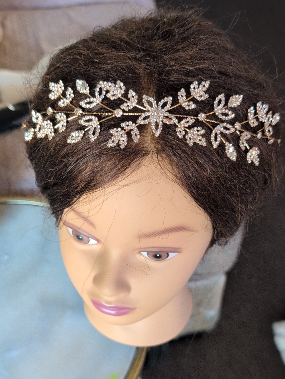 Vivace Gold Leaf Crystal Hair Vine